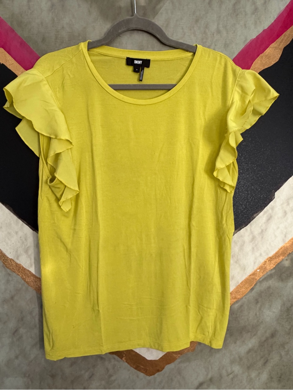 DKNY Ruffle Sleeve Short Sleeve Top
